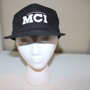 Mens VTG MCI black adjustable mesh cap 1990s